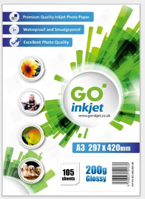 GO Inkjet A3 Photo Paper Glossy 200gsm 100 sheets