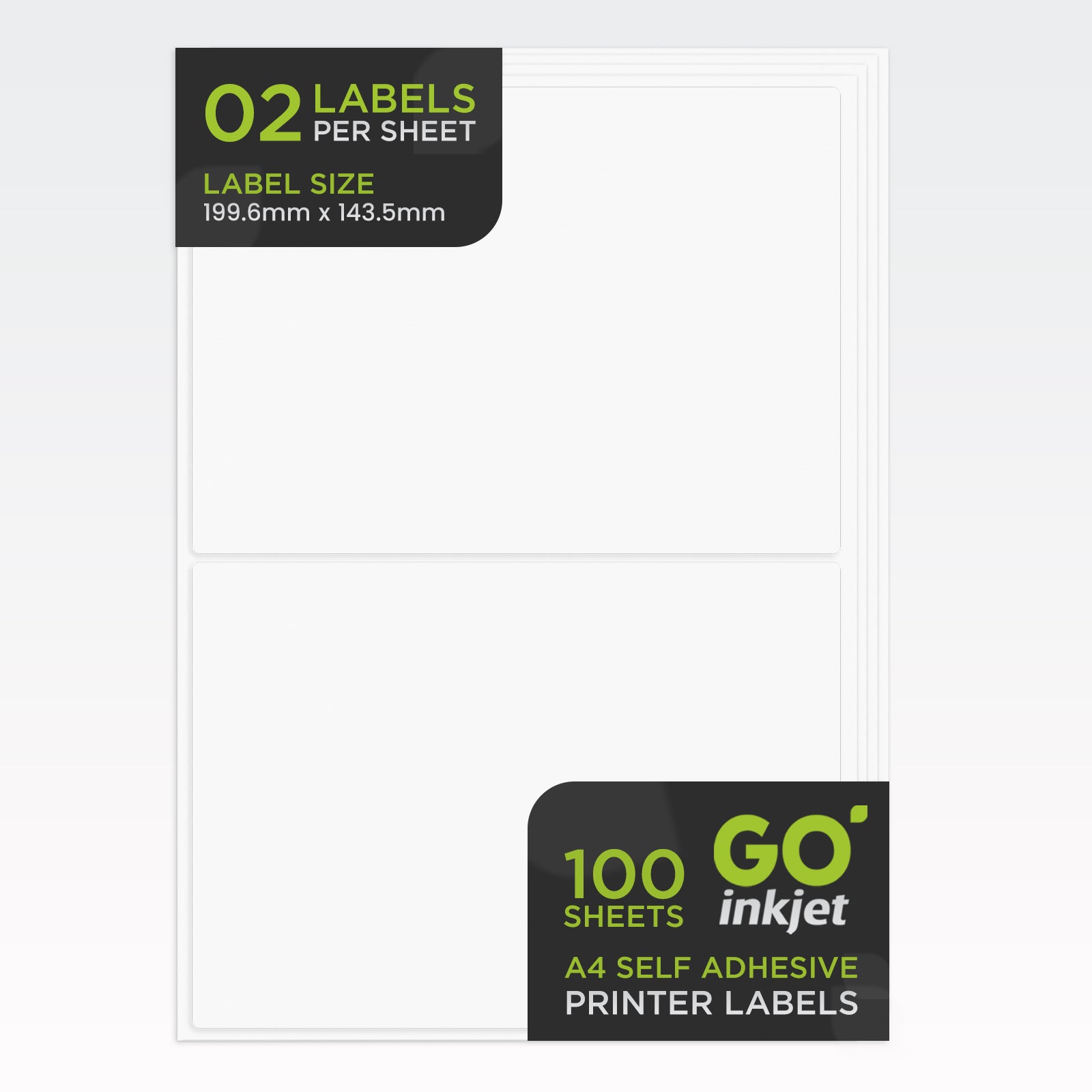 A4 Labels 2 Per Sheet Matt White Pack of 100 sheets