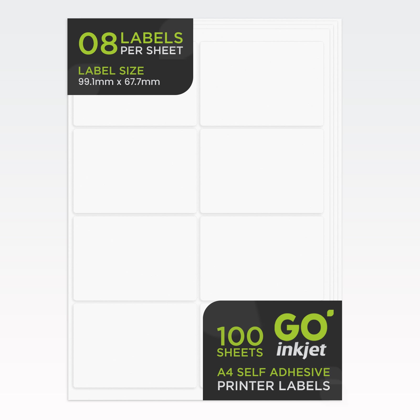 A4 Labels 8 Per Sheet Matt White Pack of 100 sheets