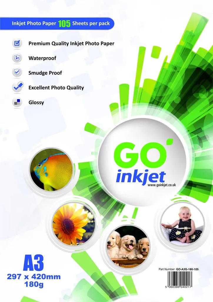 Wholesale A3 Photo Paper Glossy 180gsm 500 Sheets GO Inkjet